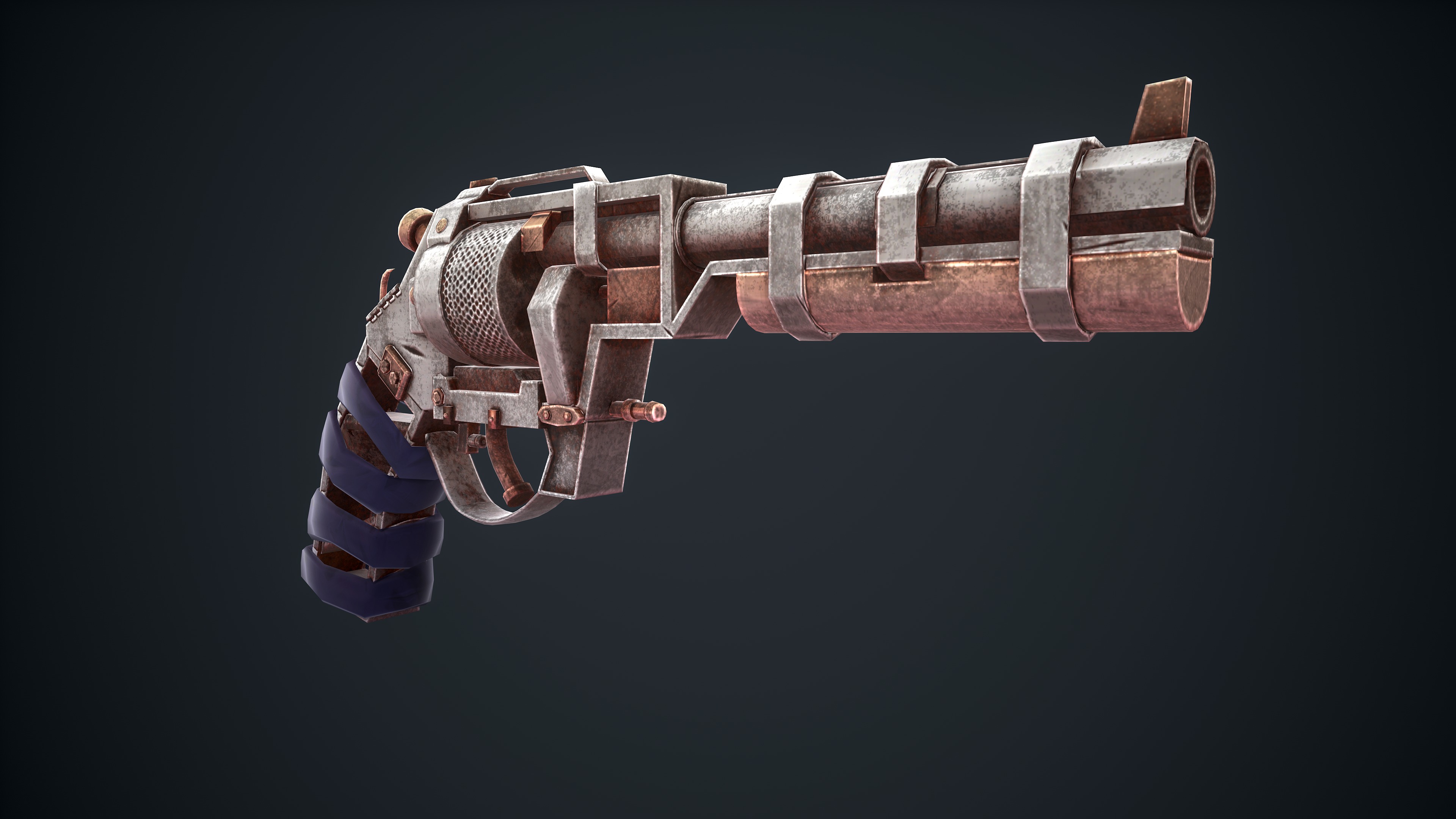 Stylized Scrap gun Low-poly 3D model_15