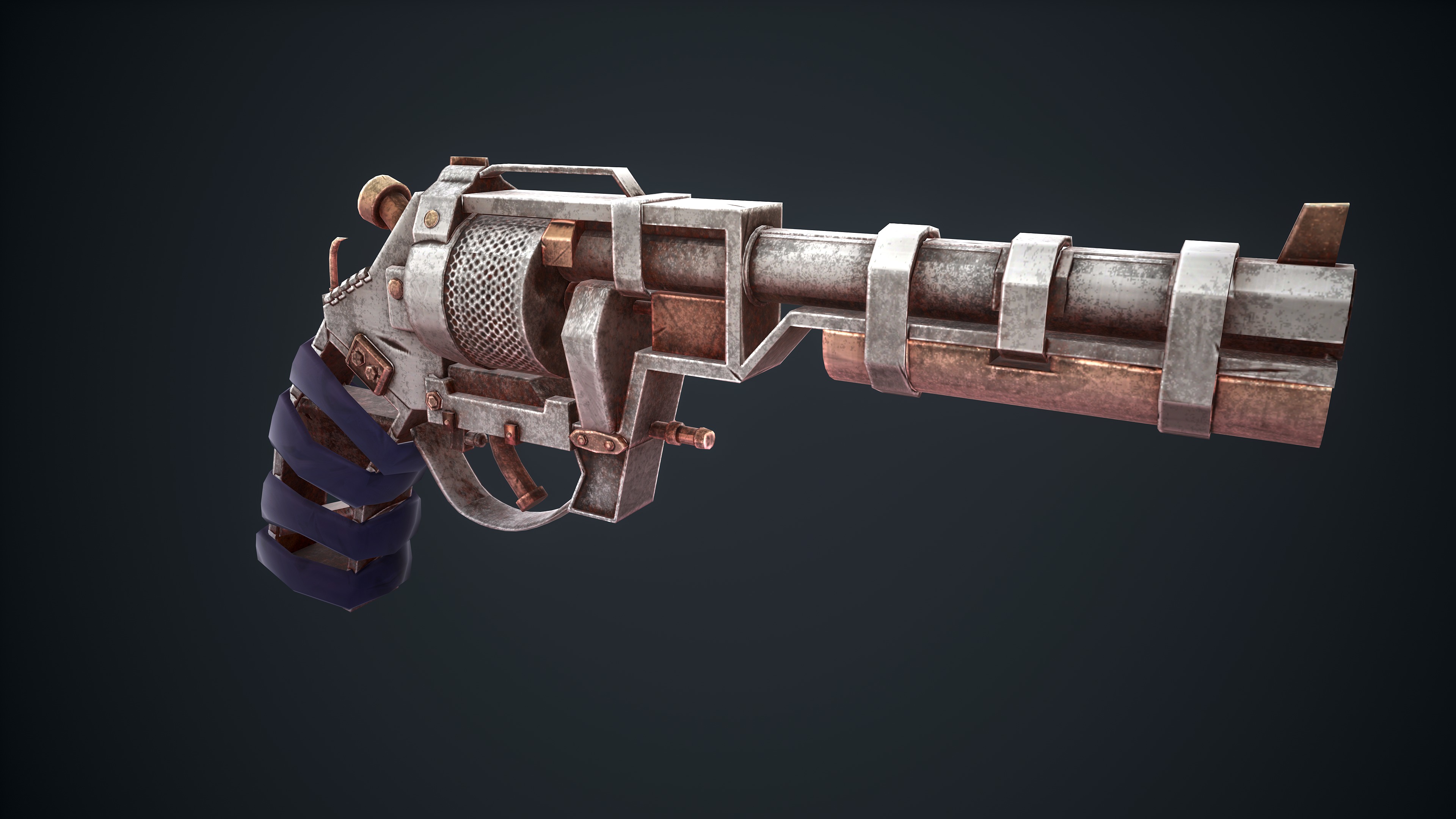 Stylized Scrap gun Low-poly 3D model_16