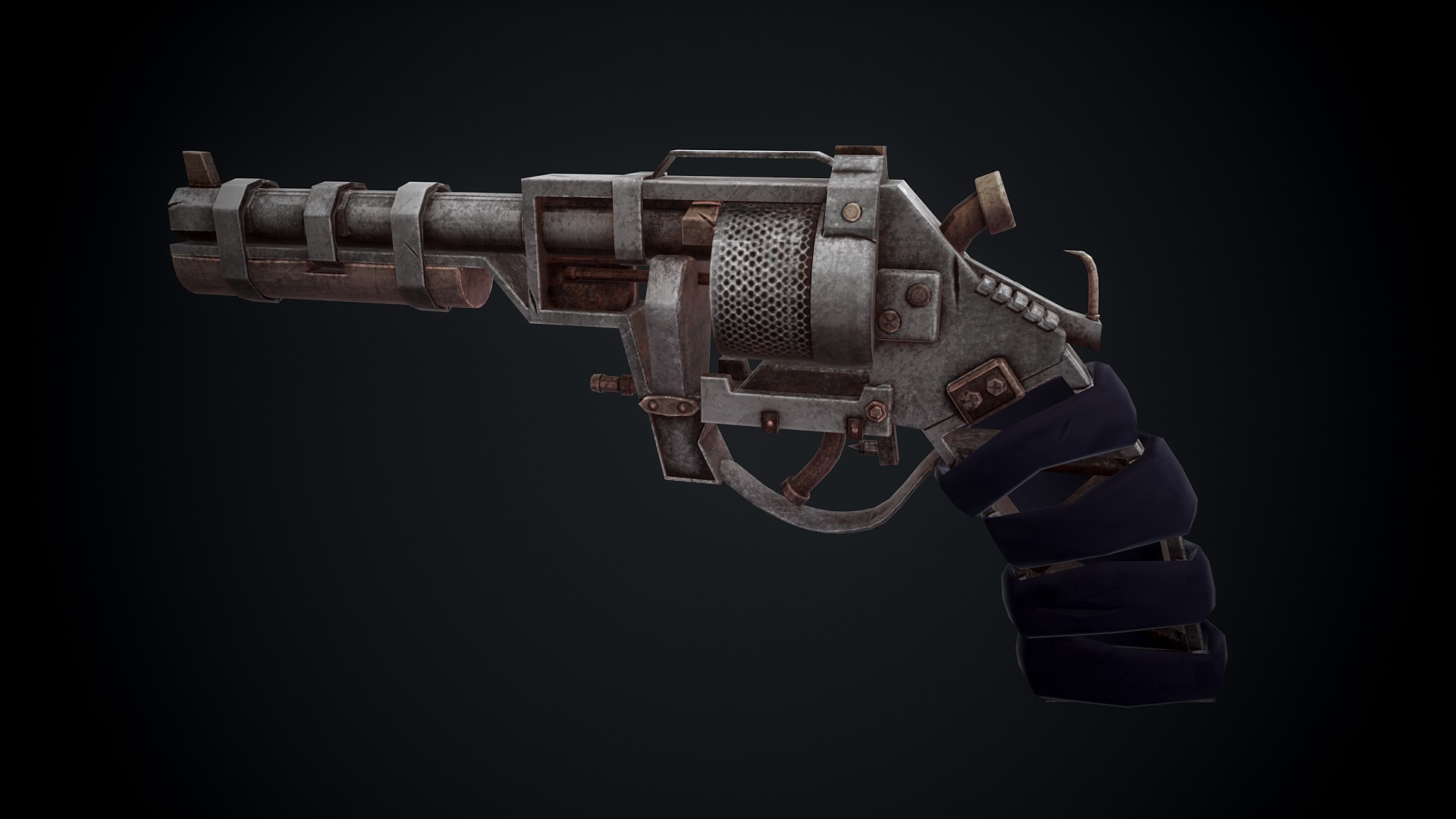 Stylized Scrap gun Low-poly 3D model_11