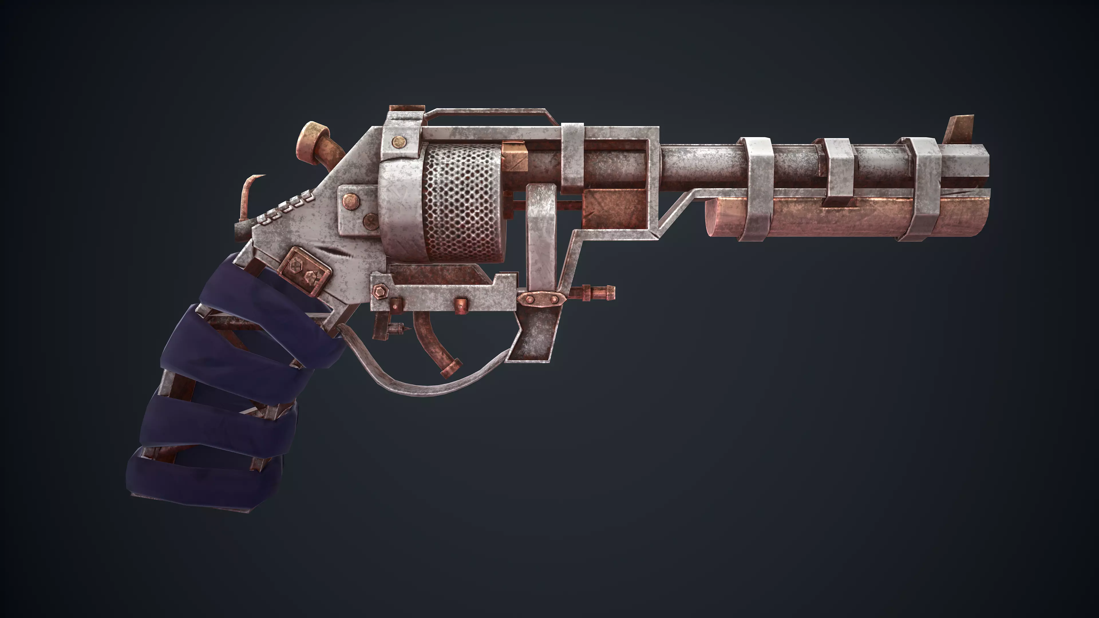 Stylized Scrap gun Low-poly 3D model_0