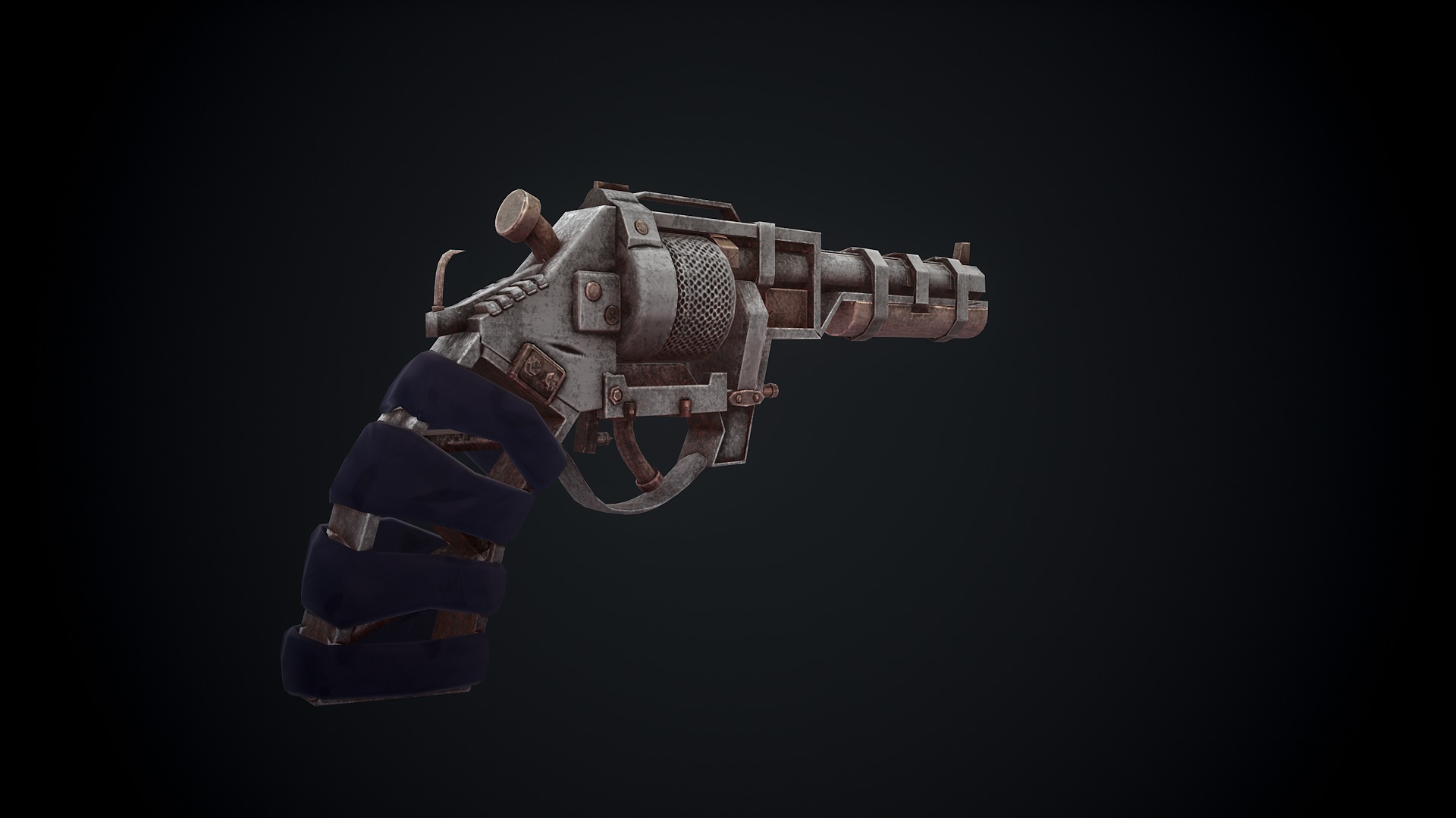 Stylized Scrap gun Low-poly 3D model_10