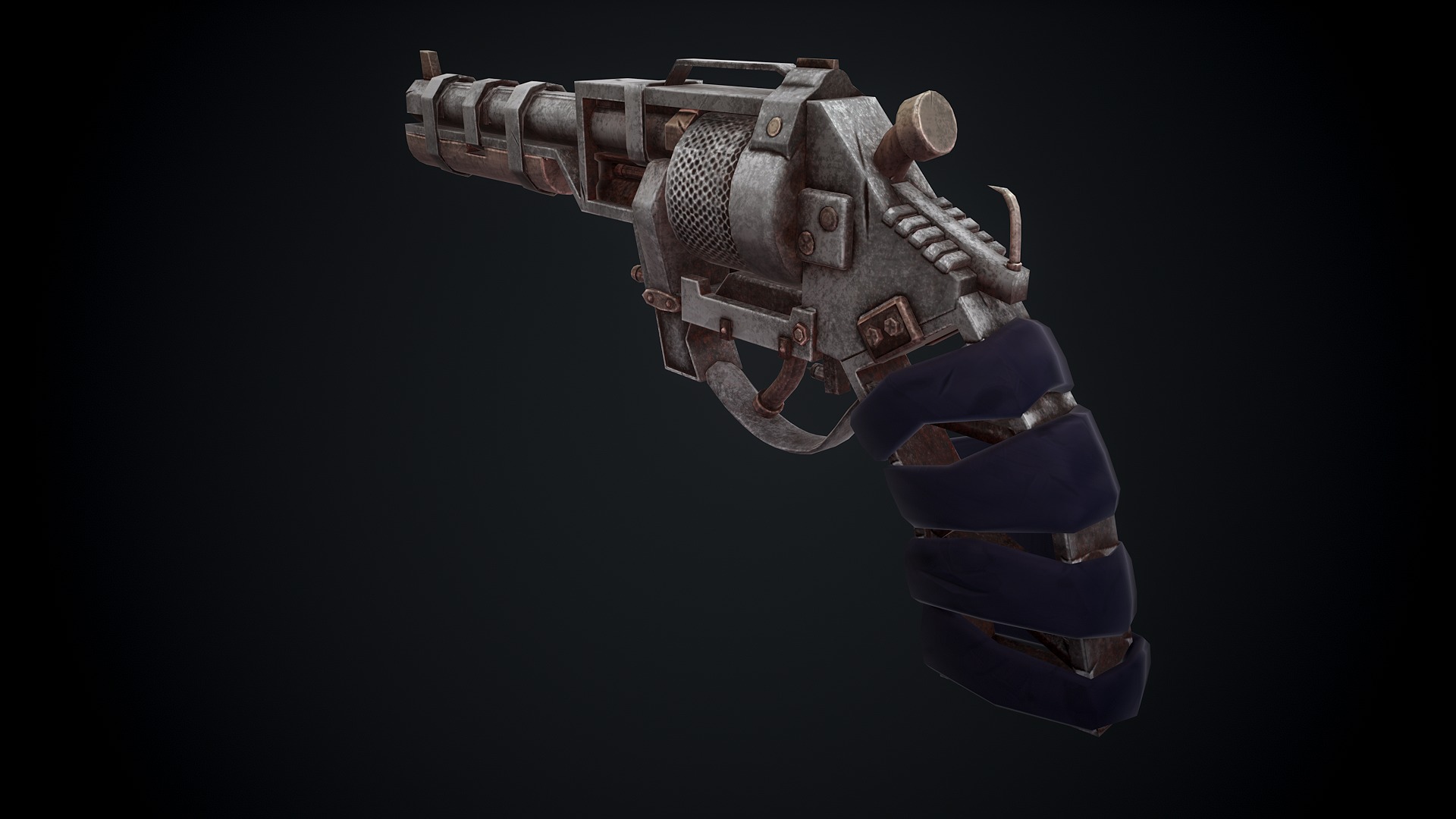 Stylized Scrap gun Low-poly 3D model_14
