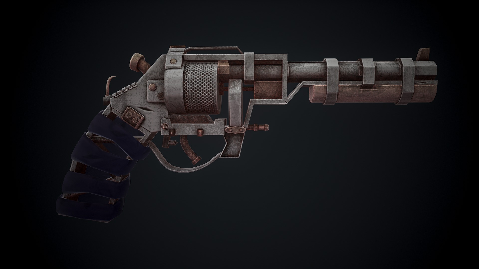 Stylized Scrap gun Low-poly 3D model_4