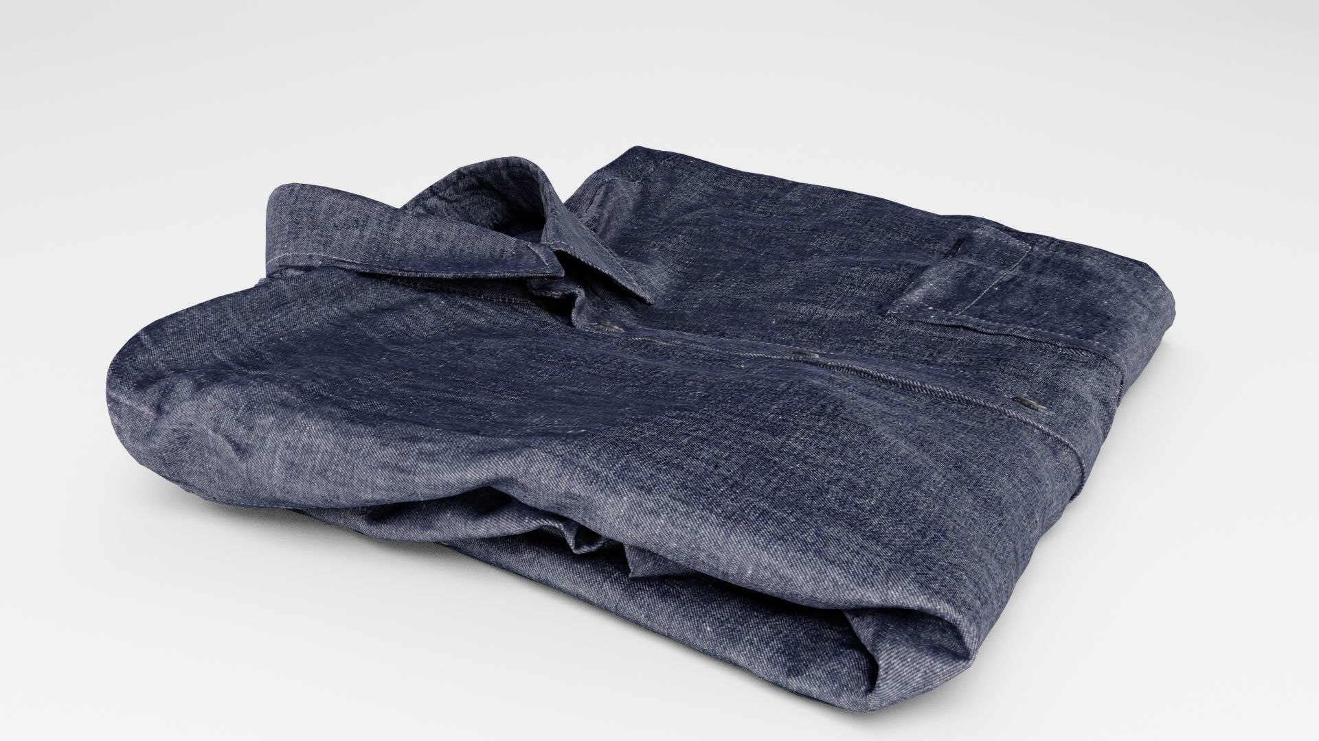 Blue generic folded shirt casual business style  3D model_3