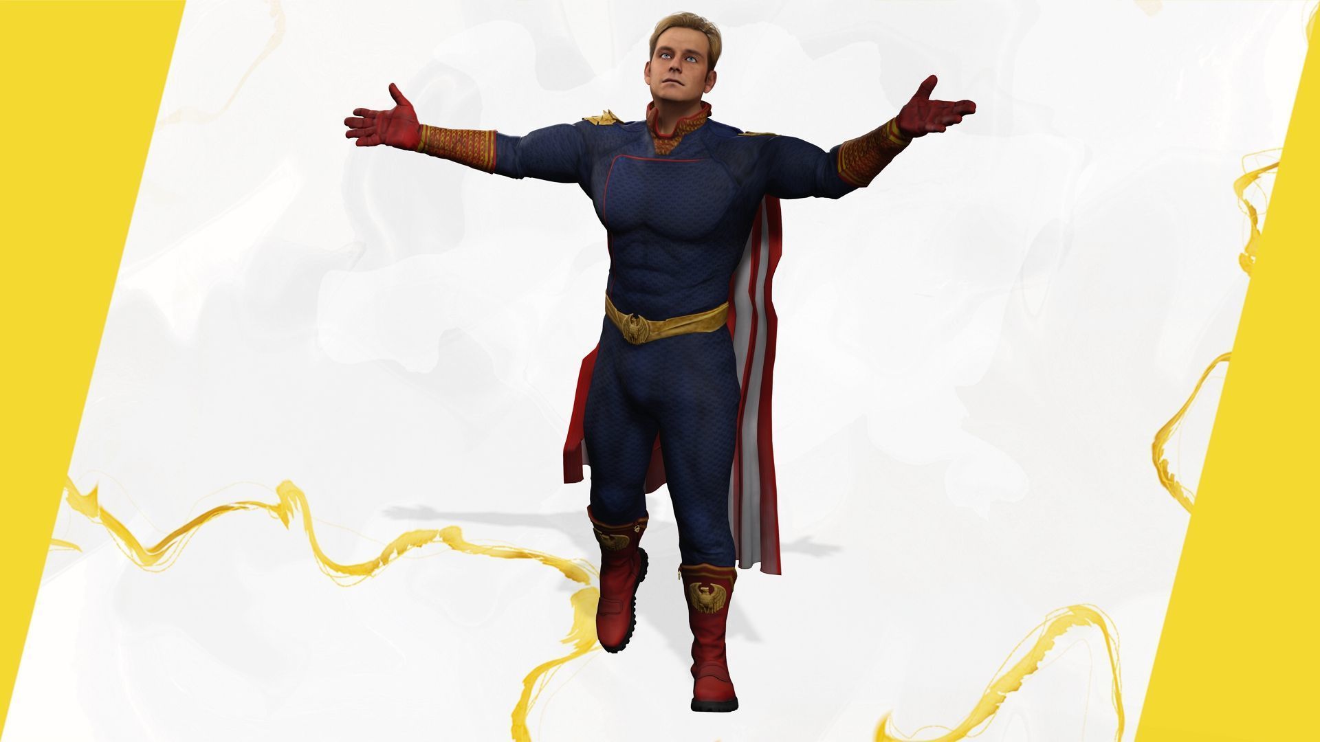 Poses Homelander 3D Character Model - Superhero from The Boys Low-poly 3D model_5