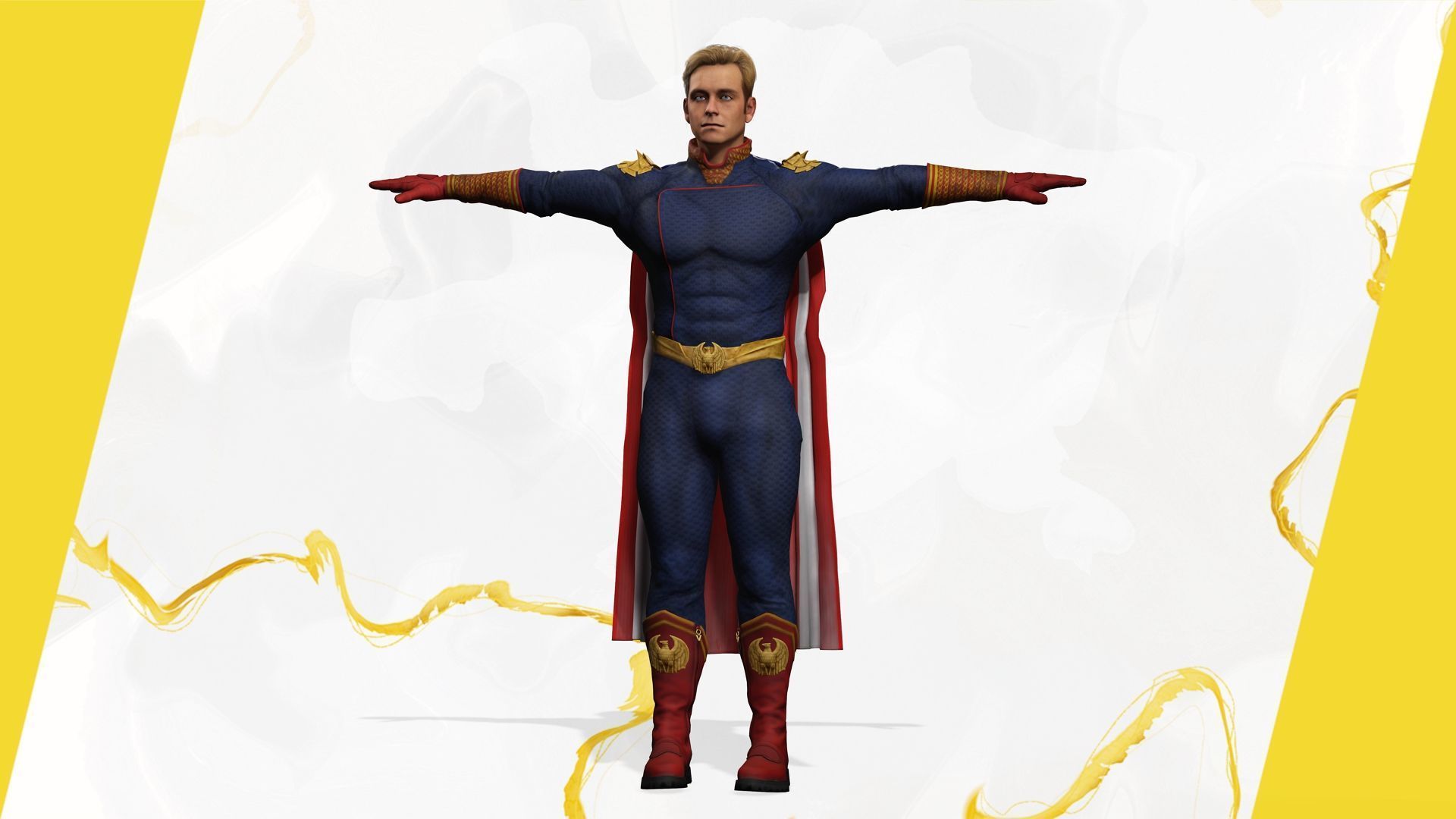 Poses Homelander 3D Character Model - Superhero from The Boys Low-poly 3D model_6