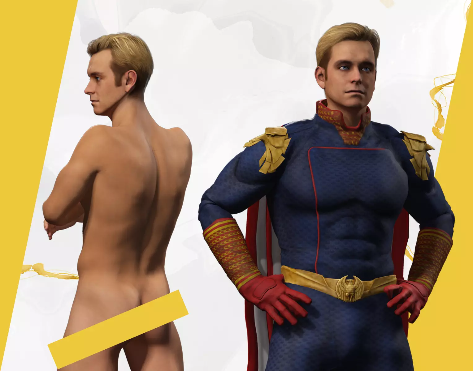 Poses Homelander 3D Character Model - Superhero from The Boys Low-poly 3D model_0