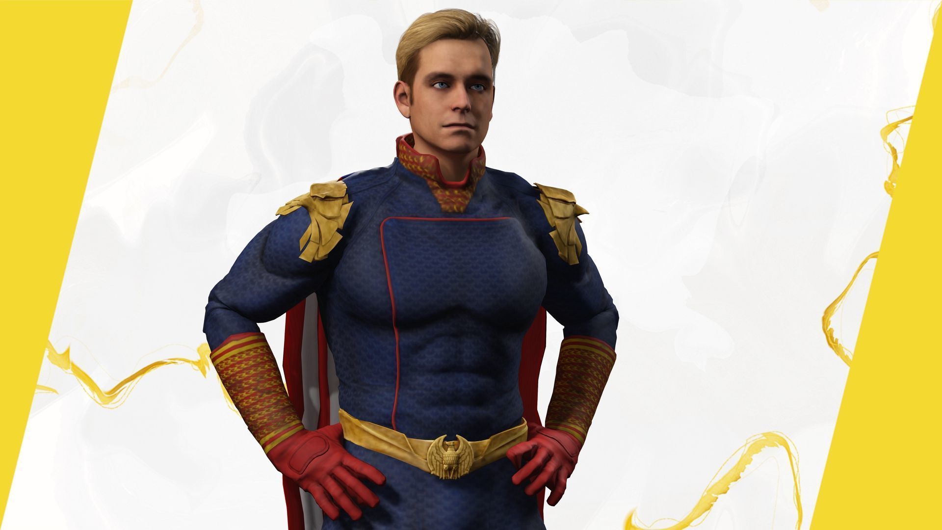 Poses Homelander 3D Character Model - Superhero from The Boys Low-poly 3D model_7
