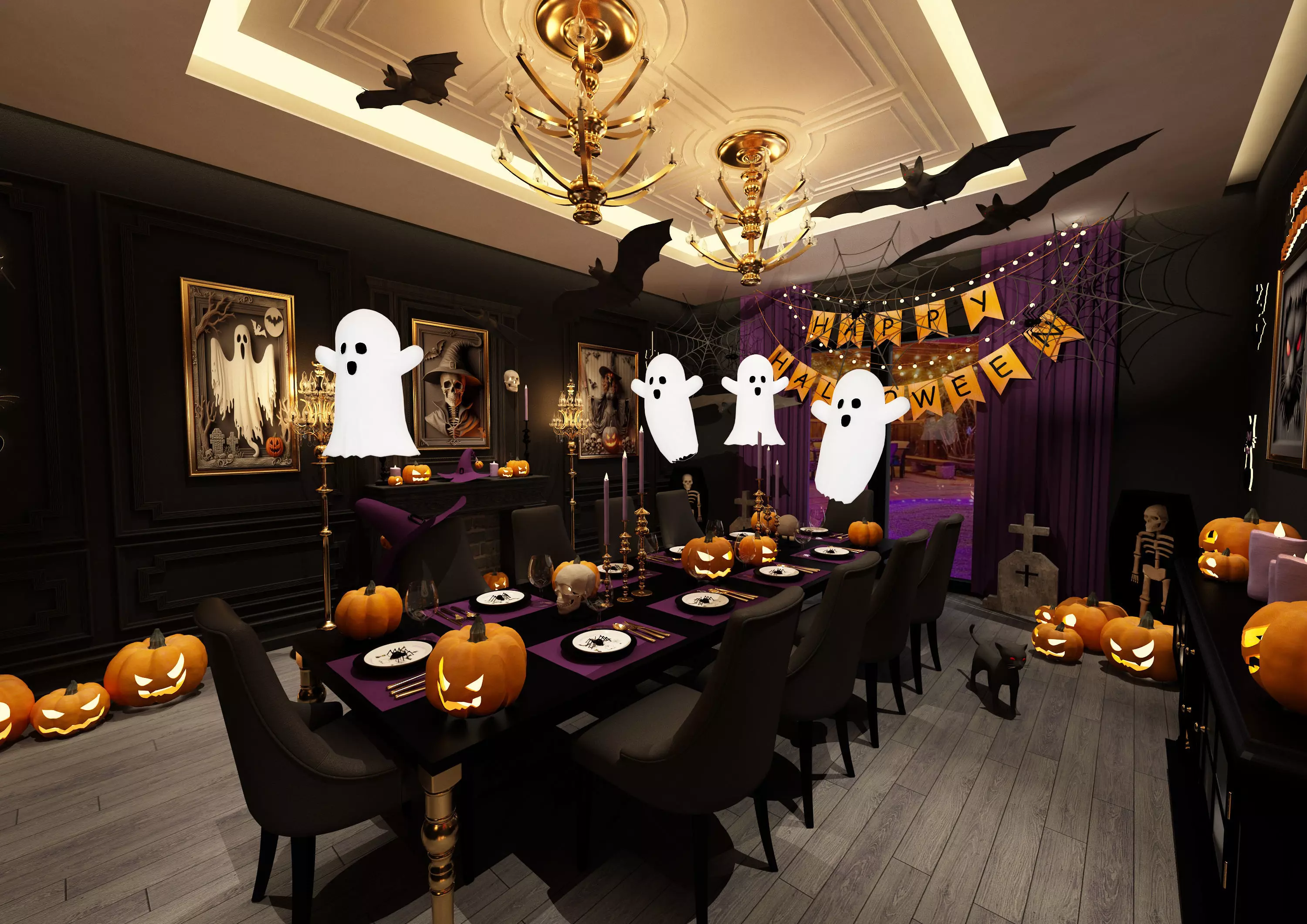 HALLOWEEN TABLEWARE DECOR PARTY SET 3D model