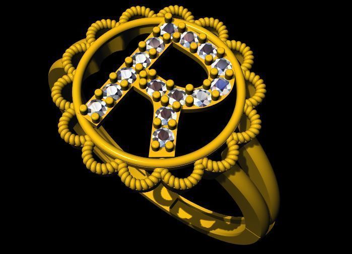 Letter R ring 3dm file 3D print model_29