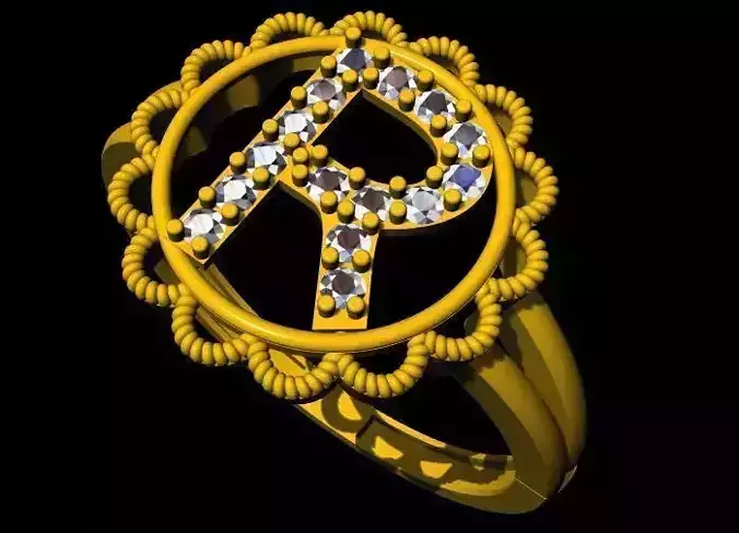 Letter R ring 3dm file
