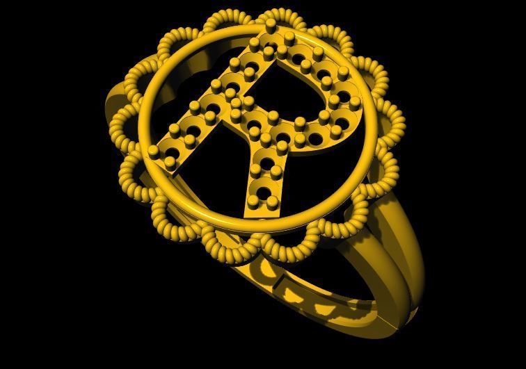 Letter R ring 3dm file 3D print model_17