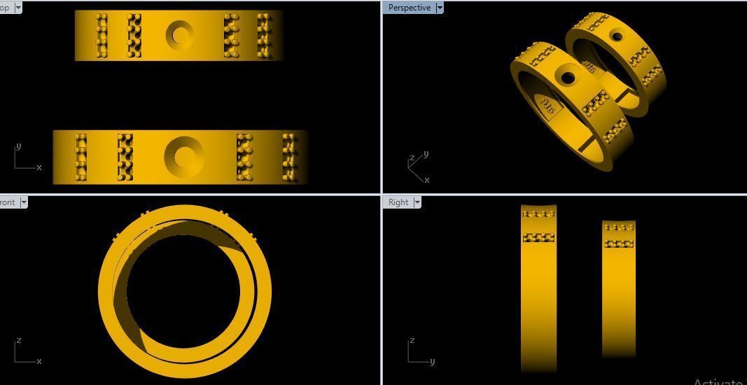 Solitaire Couple Band Ring 3dm file 3D print model_1