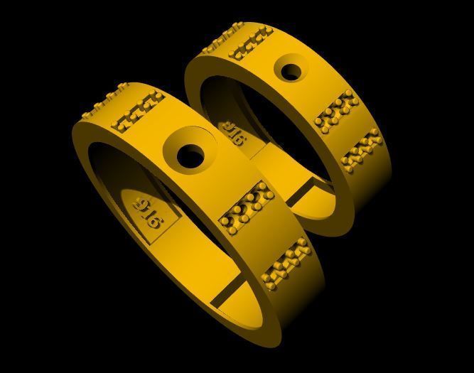 Solitaire Couple Band Ring 3dm file 3D print model_8