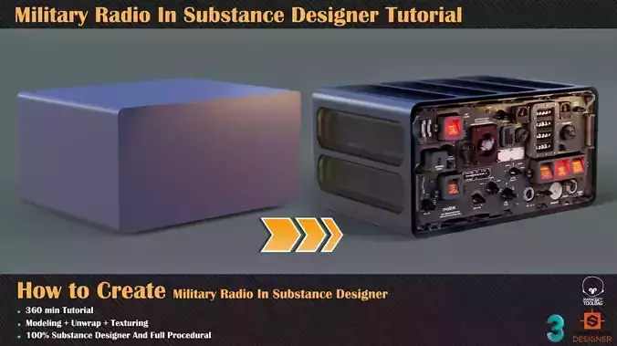 Military Radio In Substance Designer Tutorial 3D model