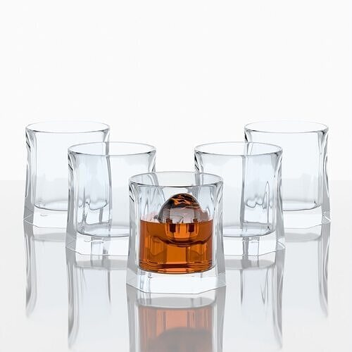 Whiskey glass with a five-pointed base Low-poly 3D model