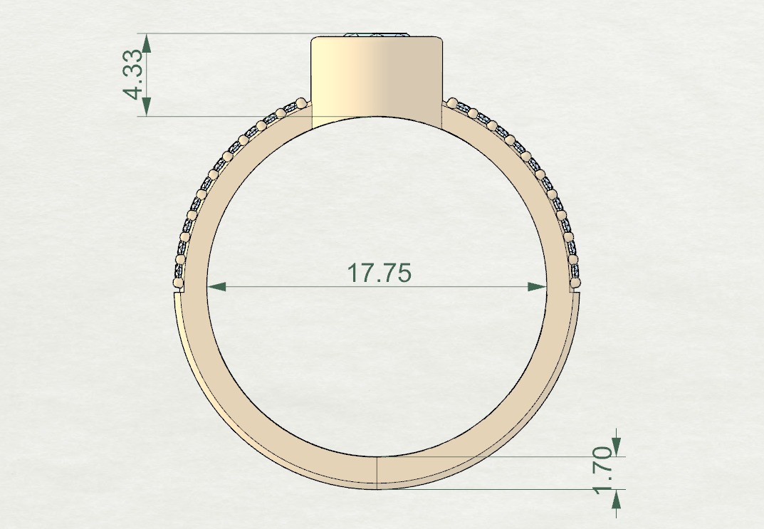 Oval Besel ring with side stones 3D print model_7