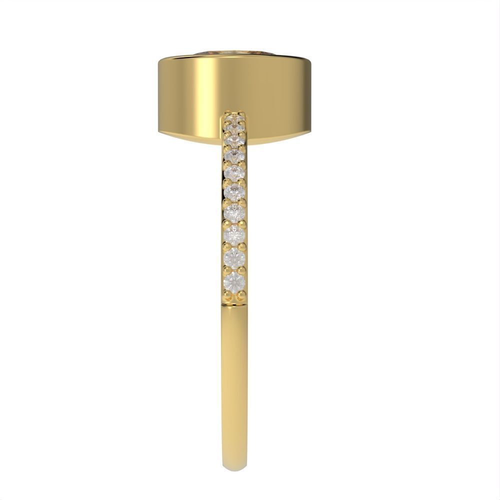 Oval Besel ring with side stones 3D print model_23