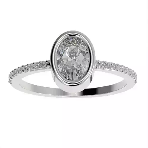 Oval Besel ring with side stones