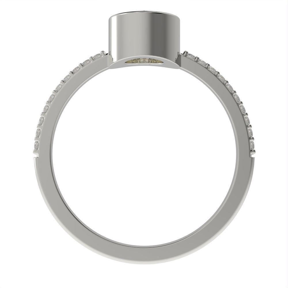 Oval Besel ring with side stones 3D print model_5