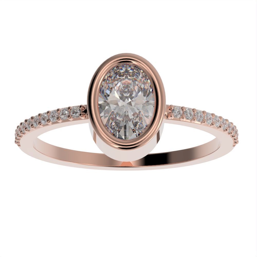 Oval Besel ring with side stones 3D print model_13