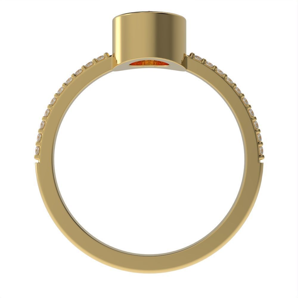 Oval Besel ring with side stones 3D print model_22