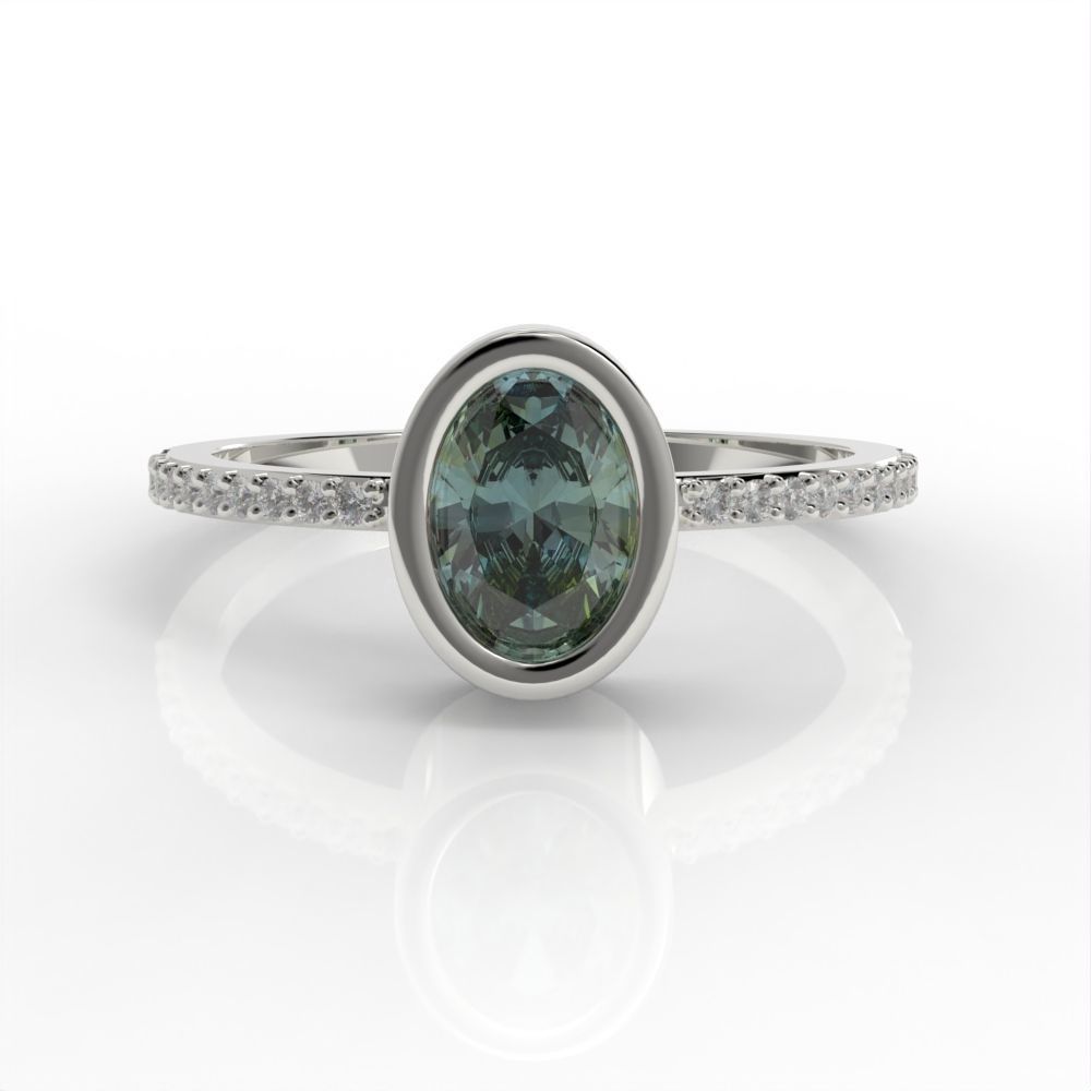 Oval Besel ring with side stones 3D print model_3