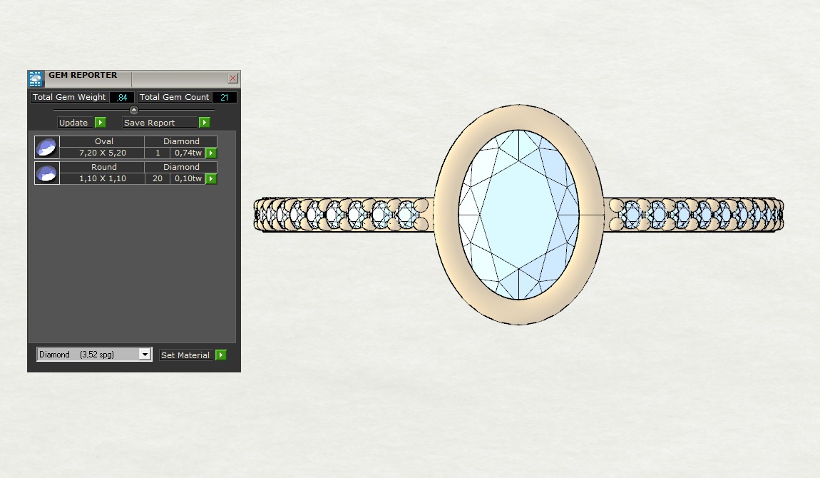 Oval Besel ring with side stones 3D print model_10