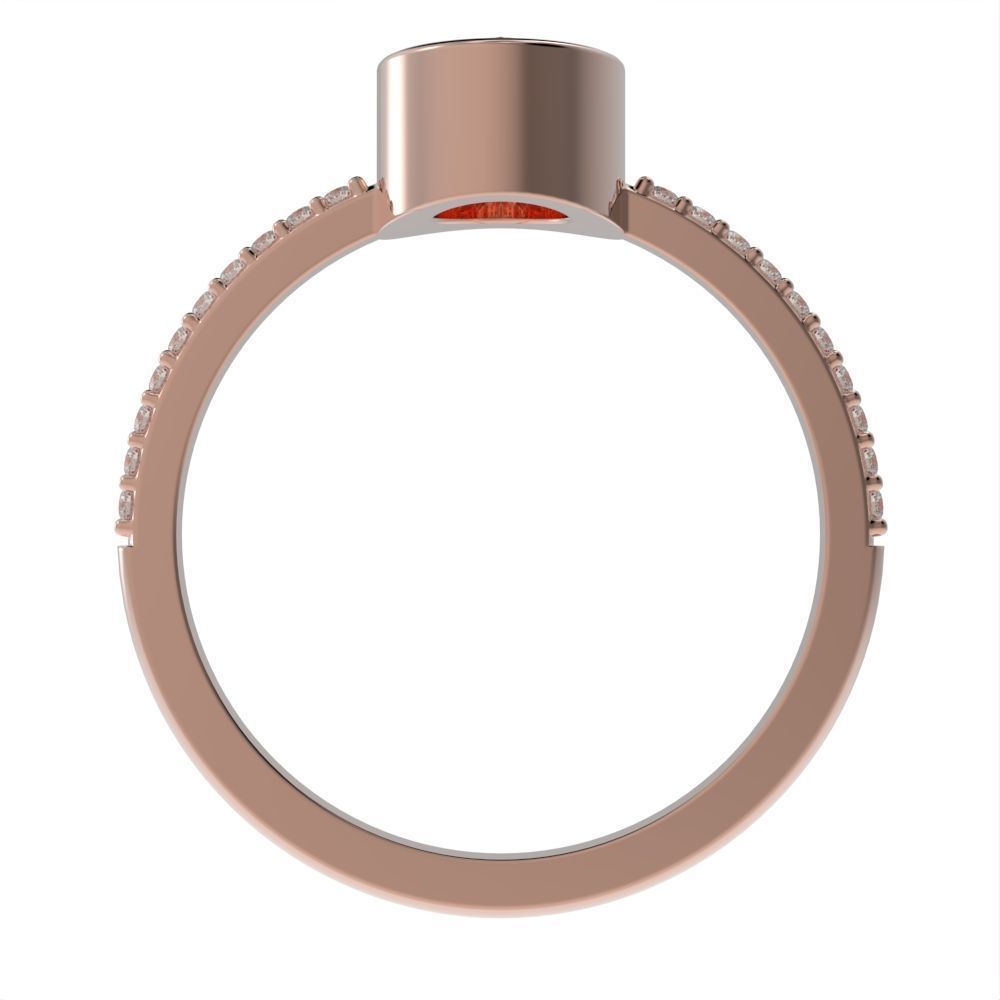 Oval Besel ring with side stones 3D print model_16