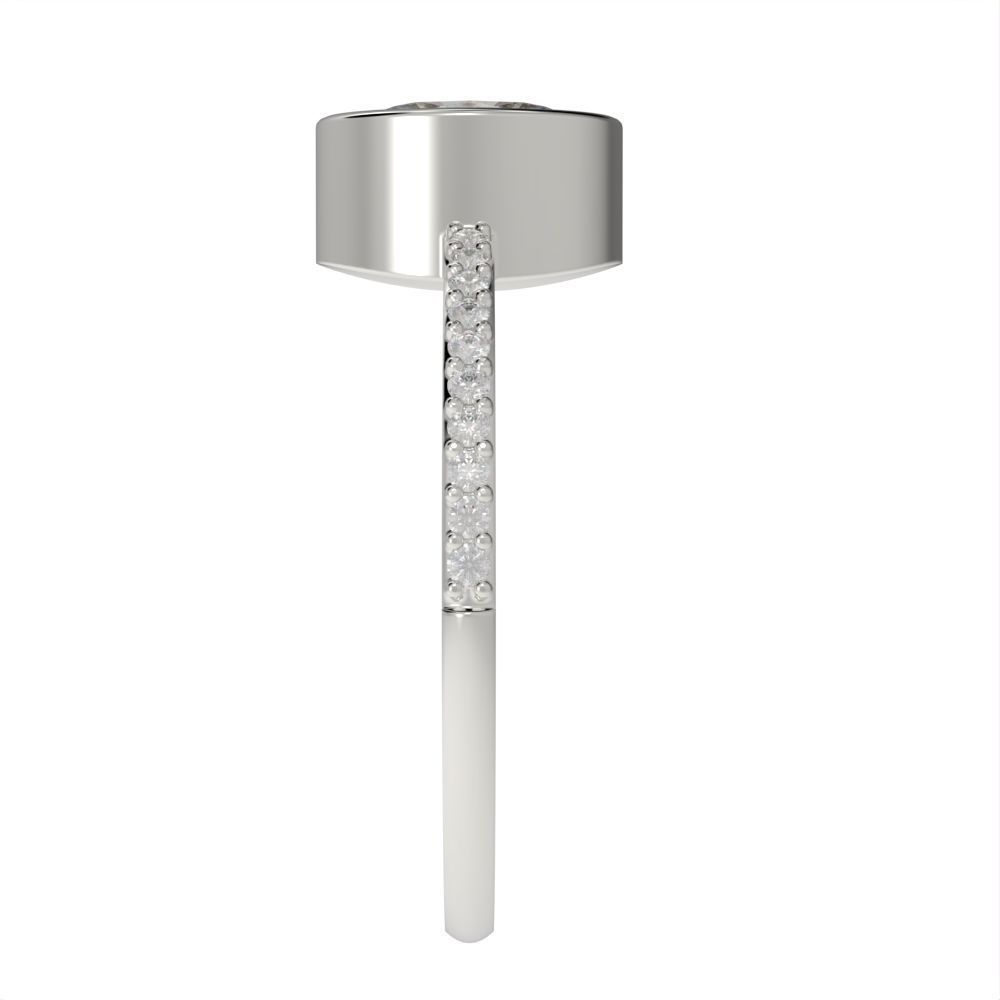 Oval Besel ring with side stones 3D print model_6