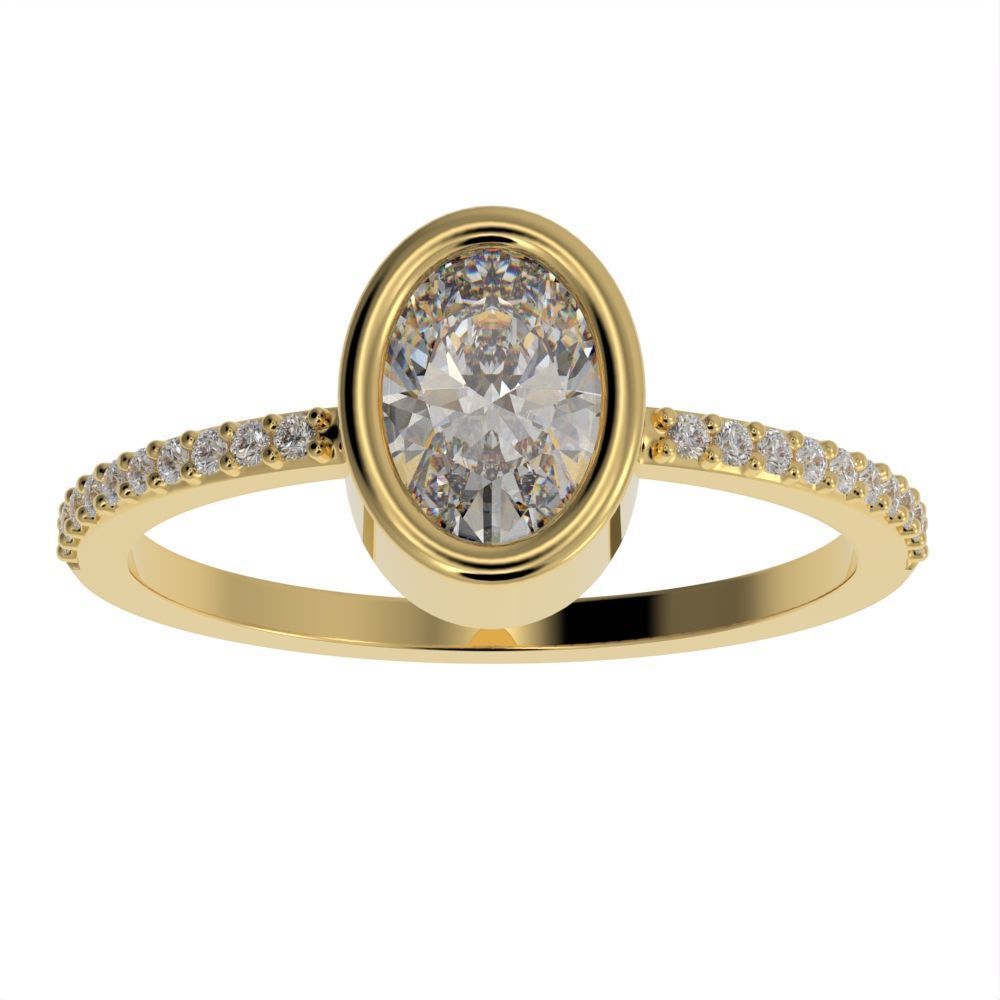 Oval Besel ring with side stones 3D print model_20