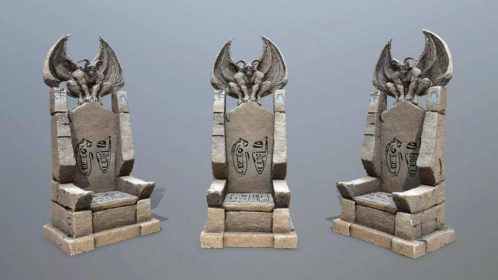Devil Stone Throne Low-poly 3D model_0