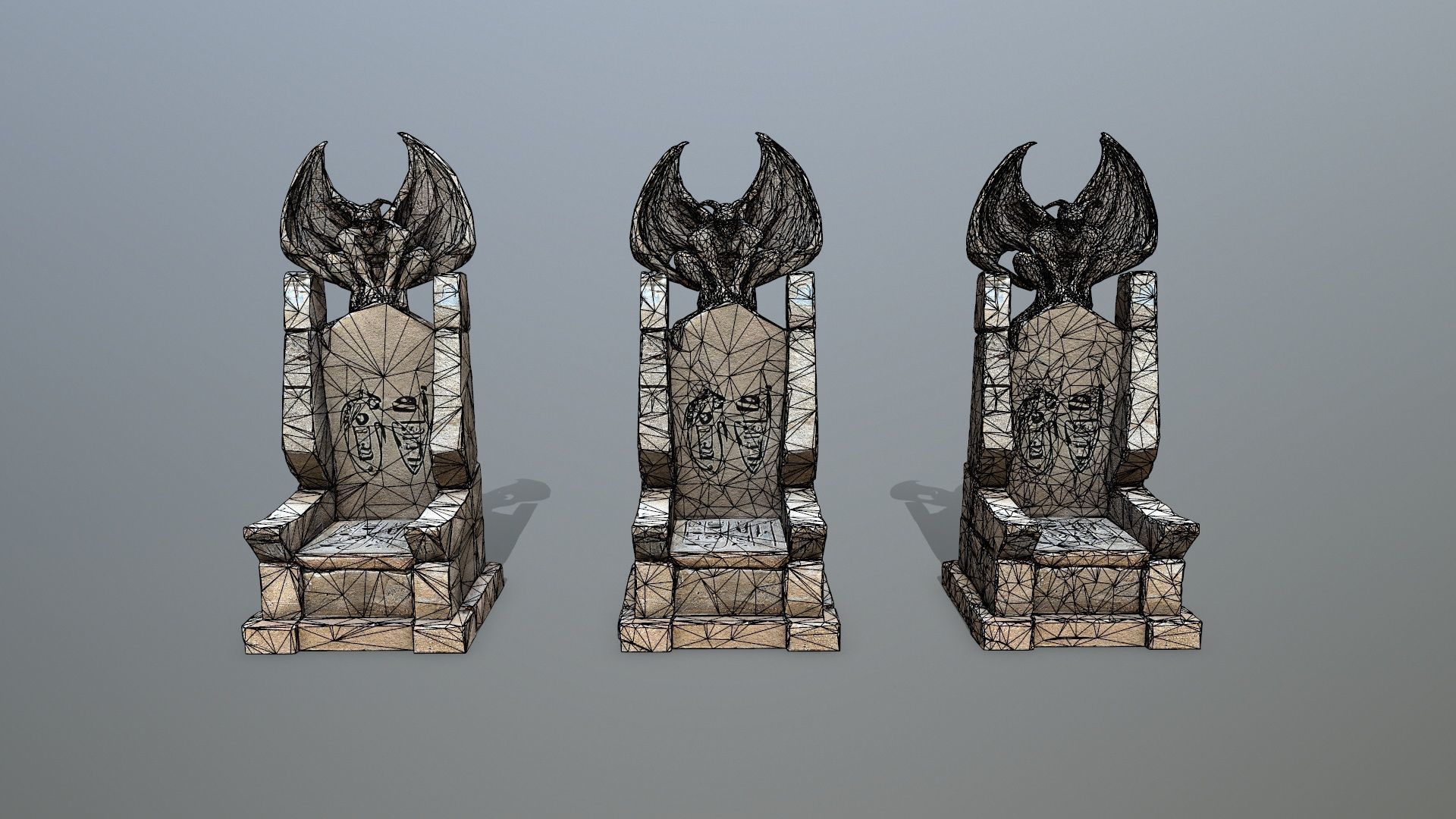 Devil Stone Throne Low-poly 3D model_12