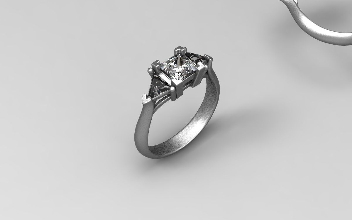 engagement diamond ring  3D print model_3