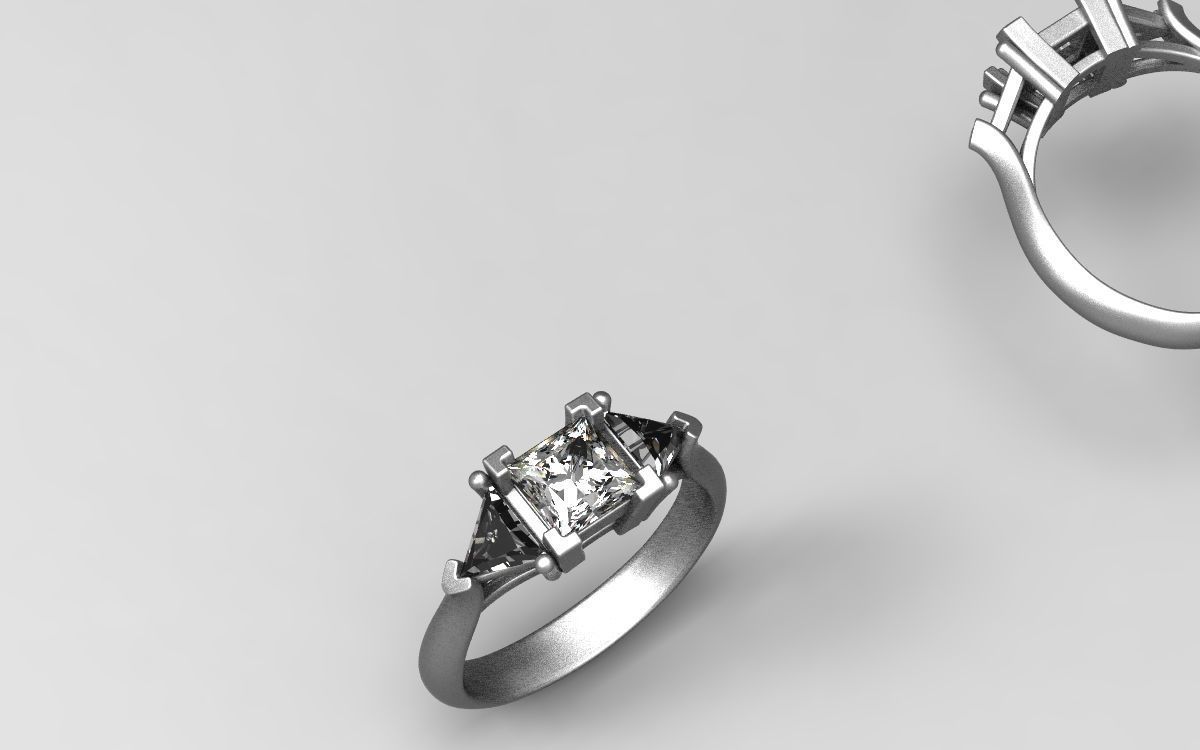 engagement diamond ring  3D print model_2