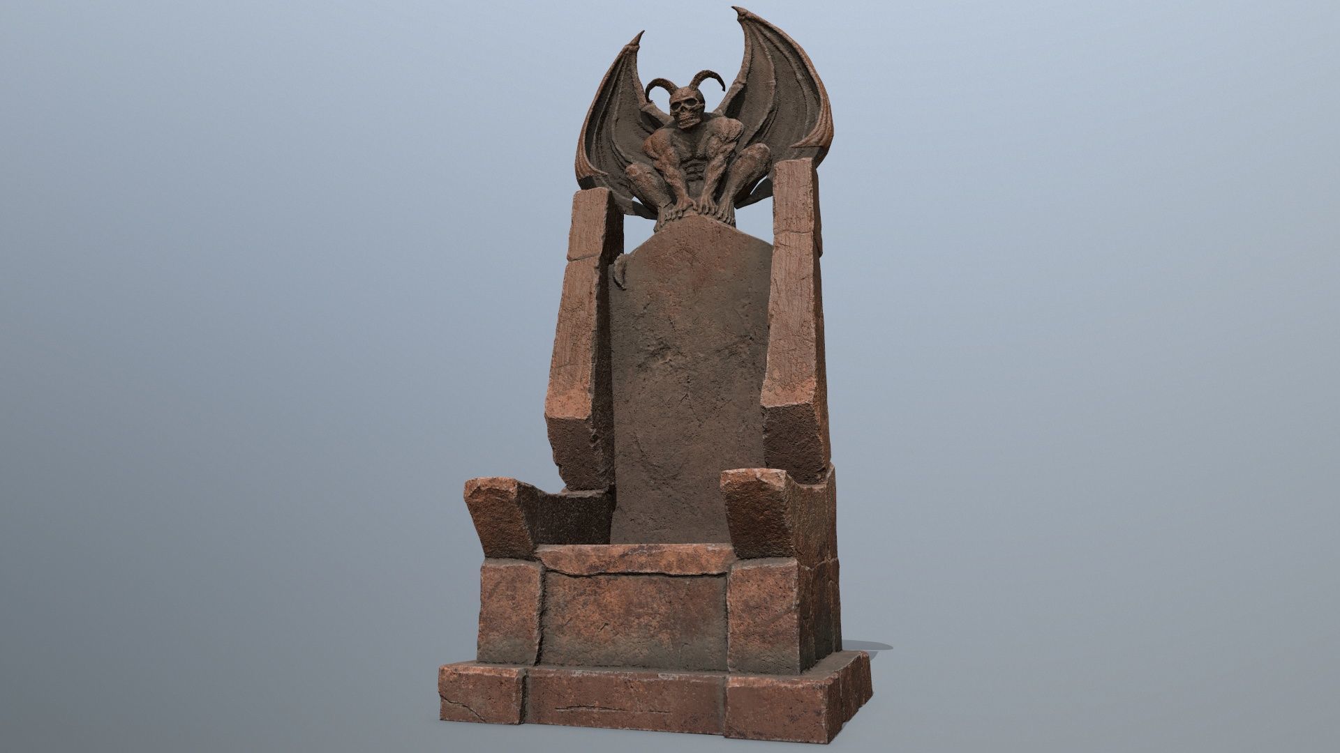 Devil Stone Throne Low-poly 3D model_1