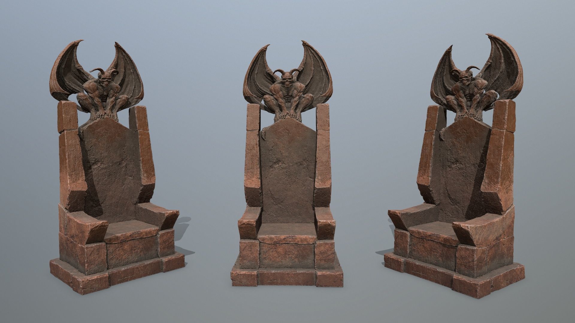 Devil Stone Throne Low-poly 3D model_2