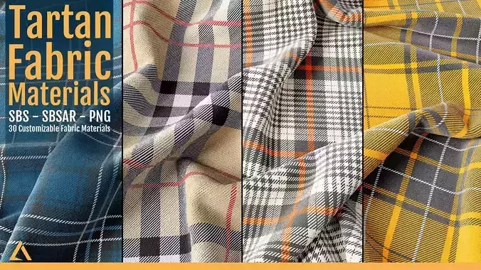Tartan Fabric Materials Sbsar-SBS-PBR Textures