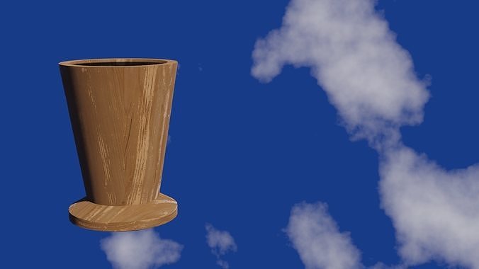 DIrty vase with Chinese text in dark gold material on it Low-poly 3D model