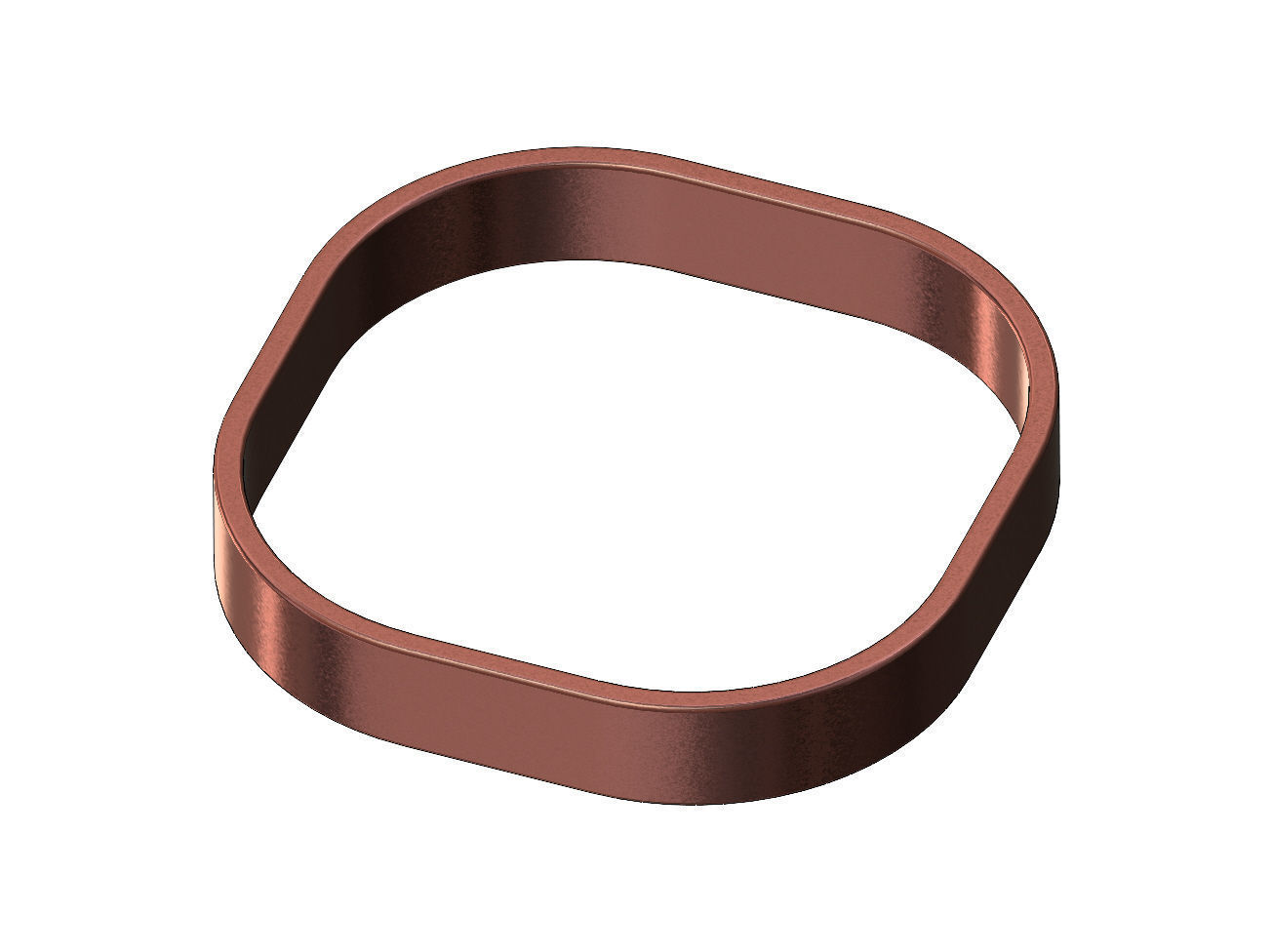 Square flat cross section bangle bracelet size M 55mm 3D print model_9