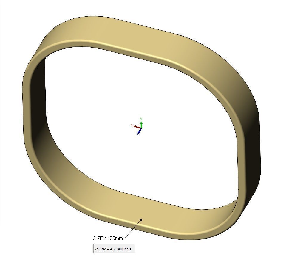 Square flat cross section bangle bracelet size M 55mm 3D print model_11
