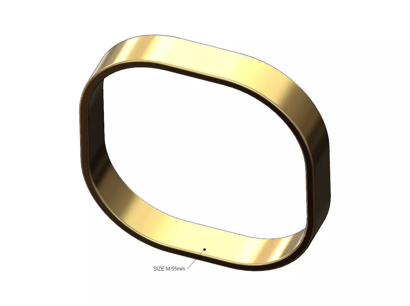 Square flat cross section bangle bracelet size M 55mm 3D print model_0
