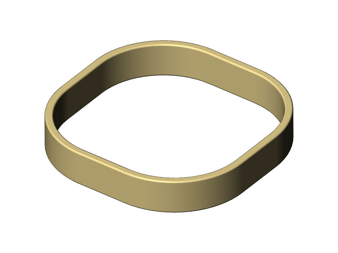 Square flat cross section bangle bracelet size M 55mm 3D print model_8
