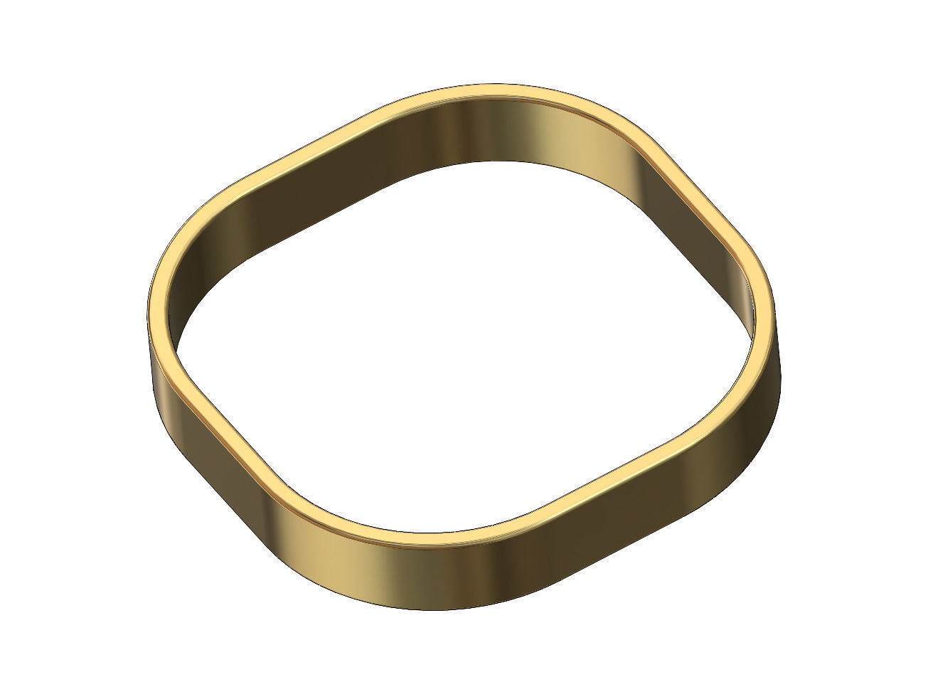 Square flat cross section bangle bracelet size M 55mm 3D print model_3