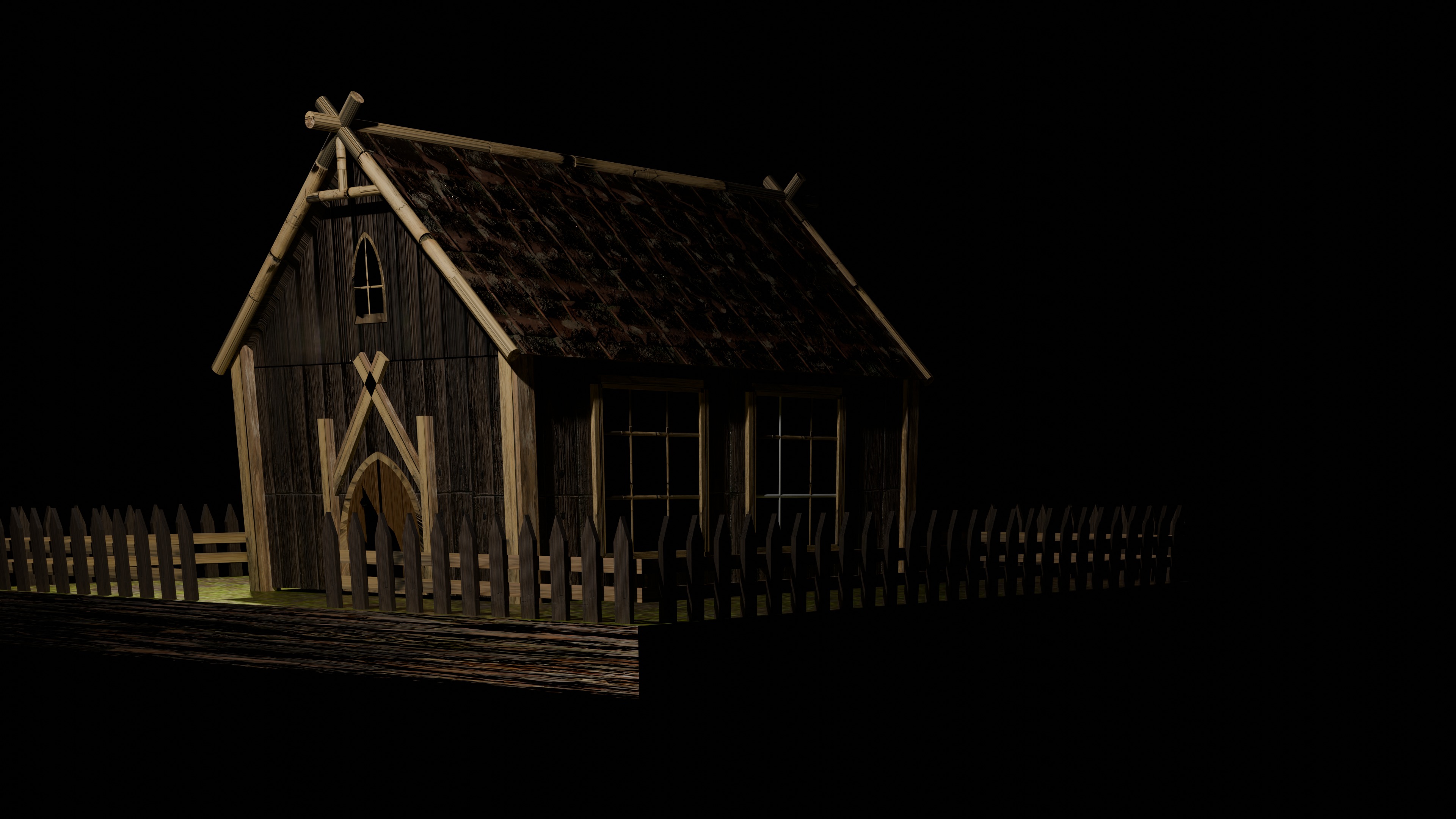 3d log cabin Low-poly 3D model_2