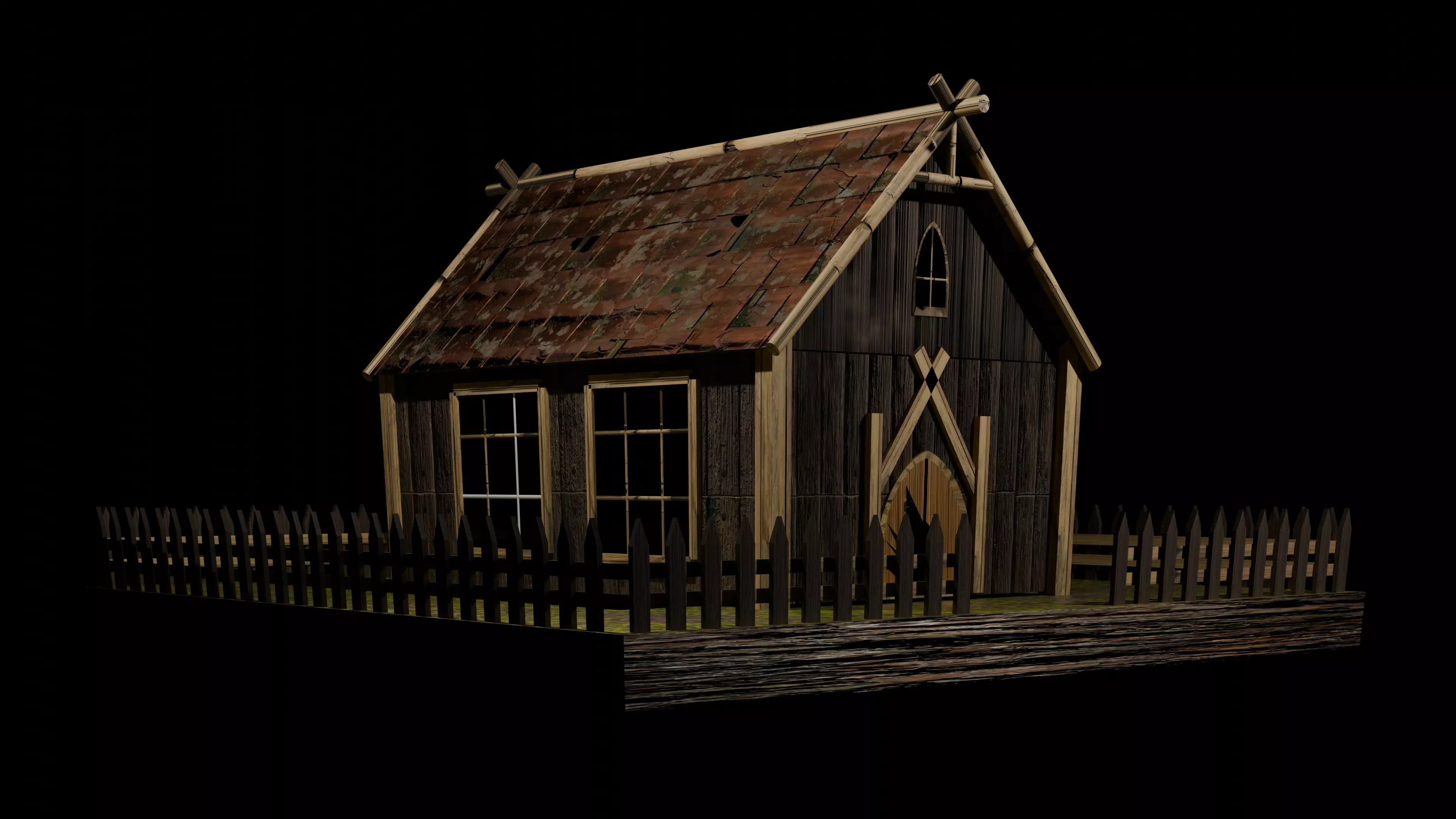 3d log cabin Low-poly 3D model_0