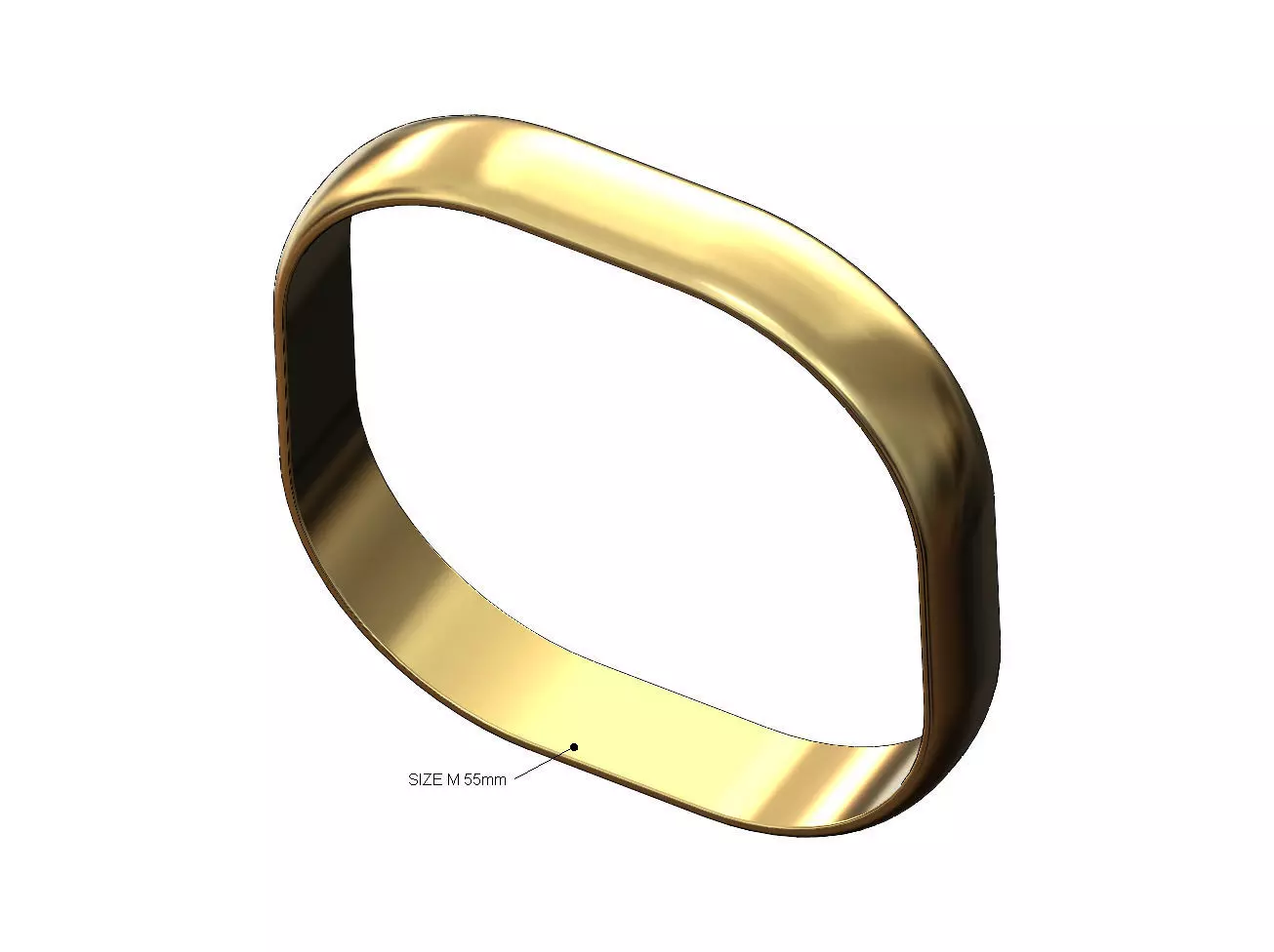 Square rounded cross section dome bangle bracelet Size M 55mm 3D print model