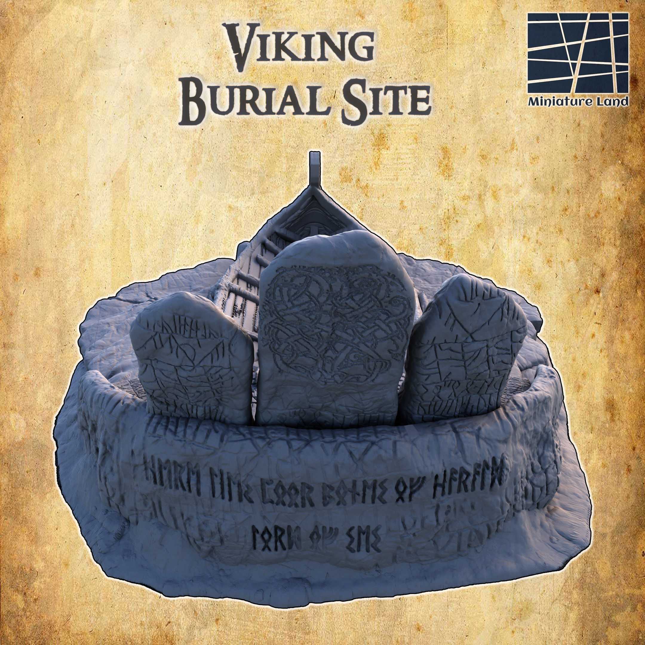 Viking Burial Site Tabletop Terrain 28MM  3D print model_3