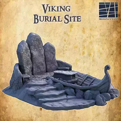 Viking Burial Site Tabletop Terrain 28MM  3D print model