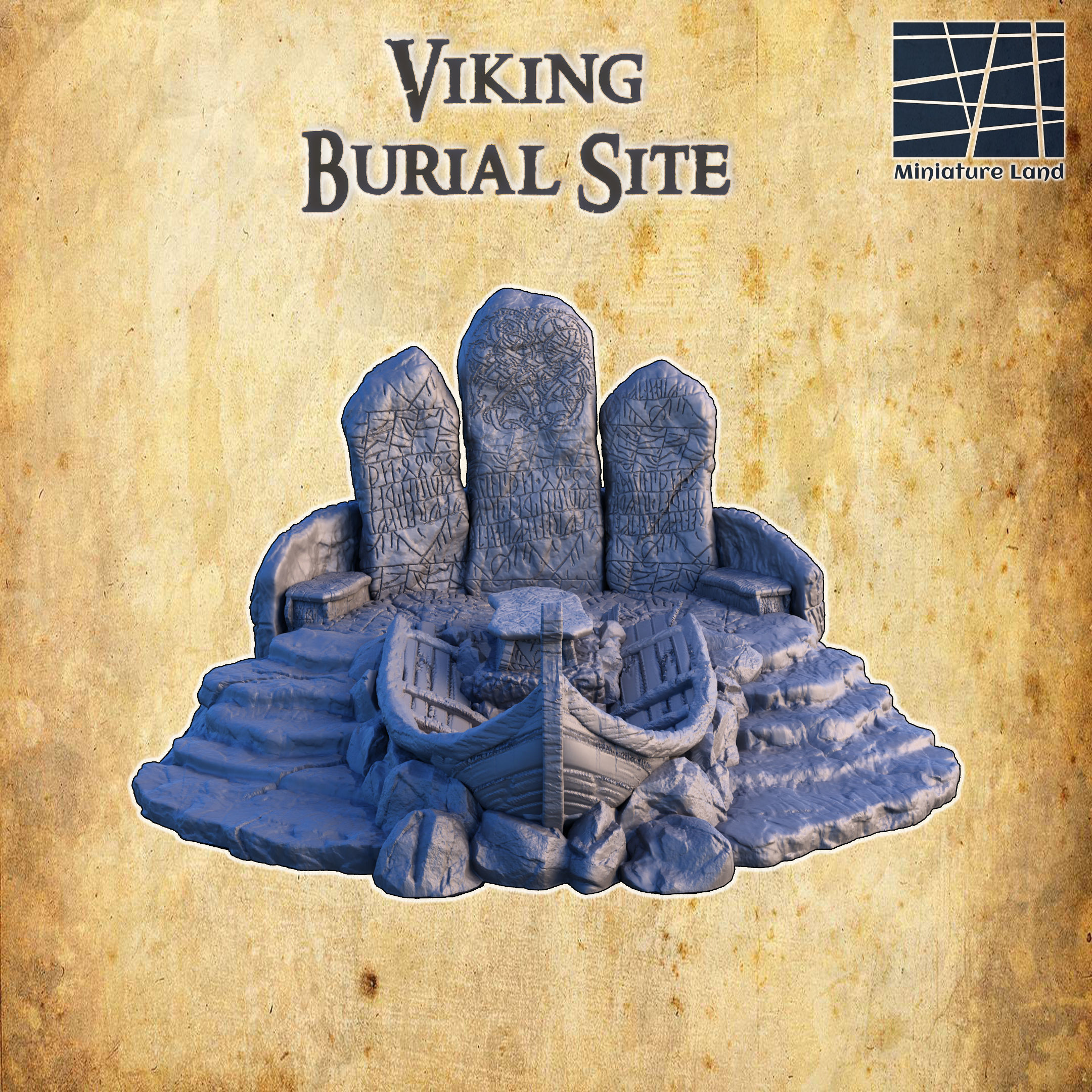Viking Burial Site Tabletop Terrain 28MM  3D print model_2